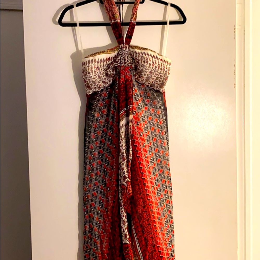 Halter top patterned BCBG maxi dress, size 12